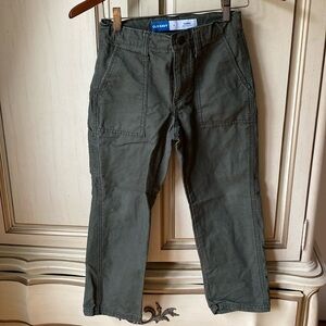 Boys Old Navy Built-in Flex Taper Pants Size 8 Green Chino Joggers #64